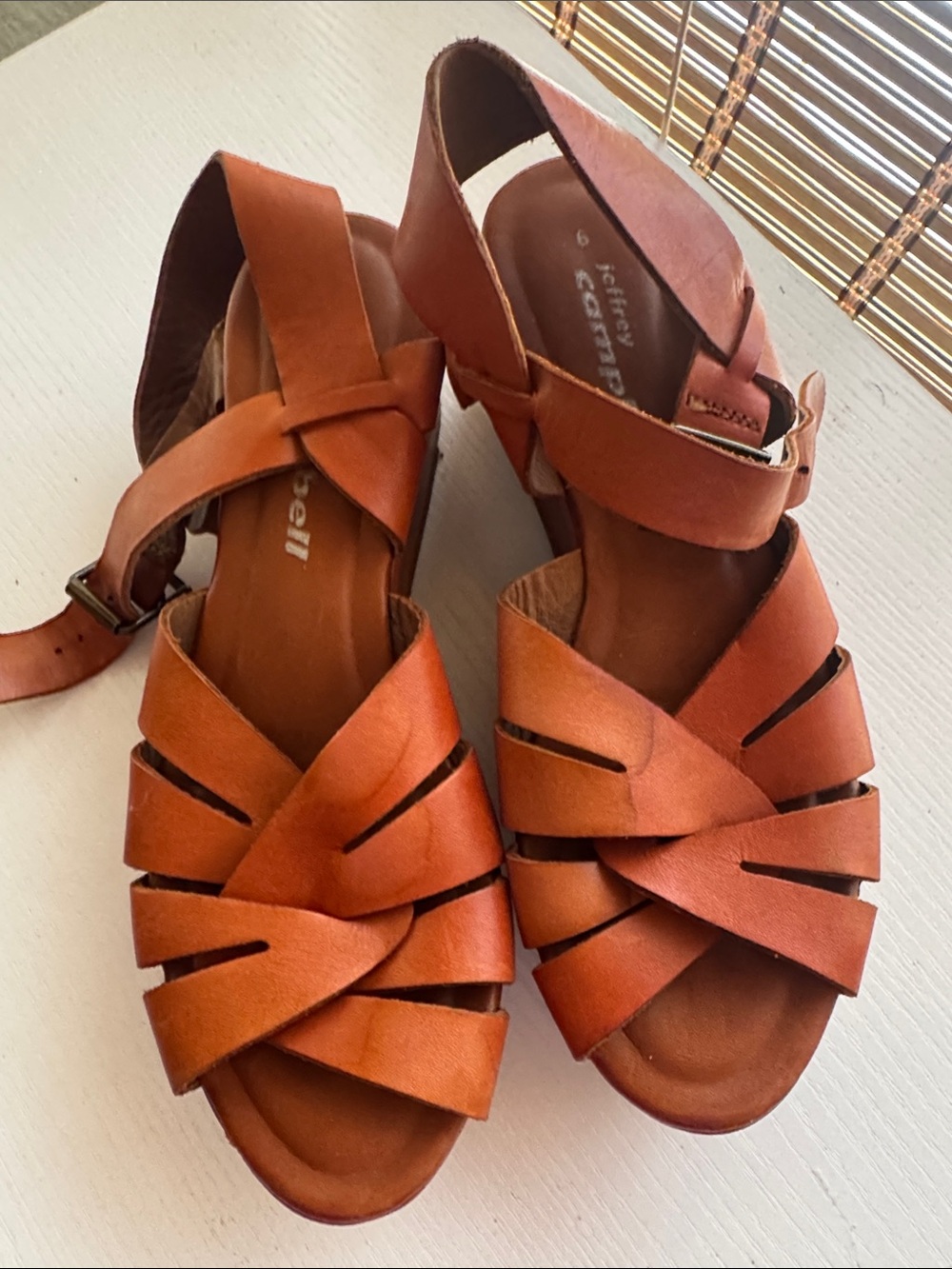 Jeffrey Campbell Cognac Leather Crisscross Sandals